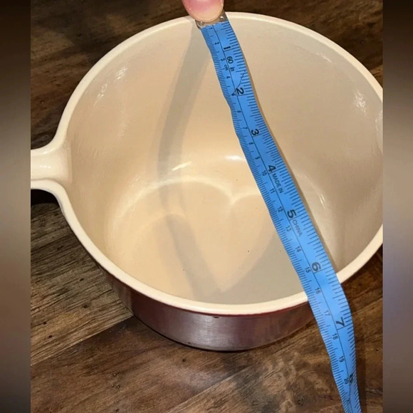 Vintage Red French Le Creuset Cast Iron Enamel Pot Kitchen Cookware L64 - Picture 8 of 10